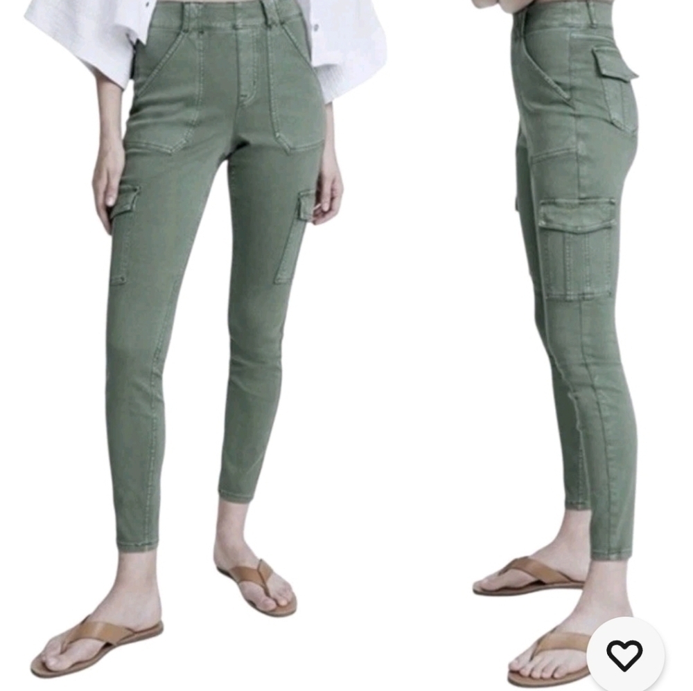 SPANX Pants Stretch Twill Ankle Cargo Sage Green Women’s Size X Small
